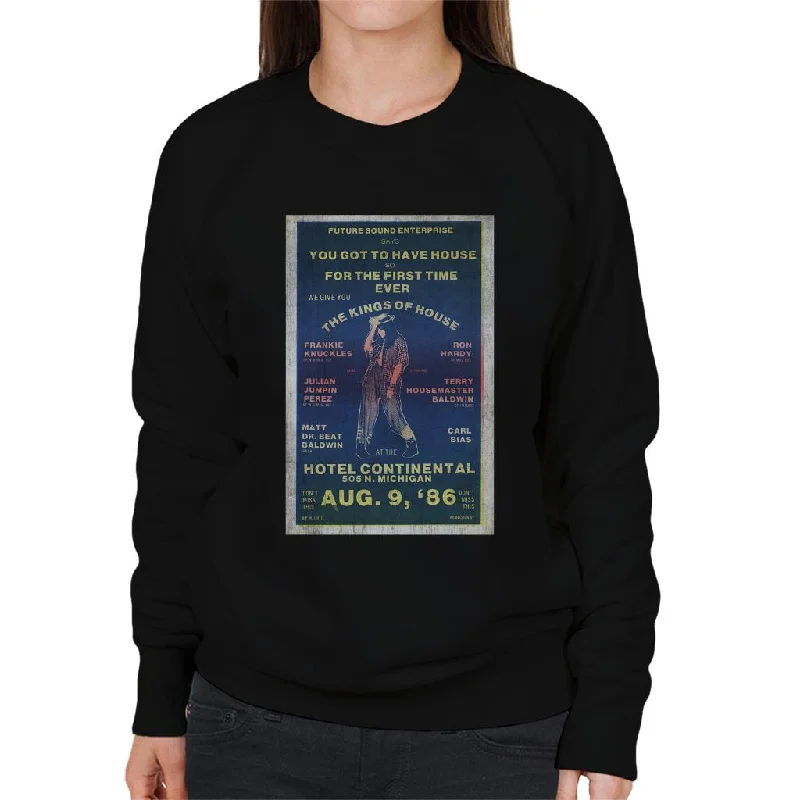 DJ International Kings Of House '86 Poster Women's Sweatshirt Hoodie with Reflective Safety Nightwear DJ International Kings Of House '86 Poster Women's Sweatshirt Hoodie with Reflective Safety Nightwear