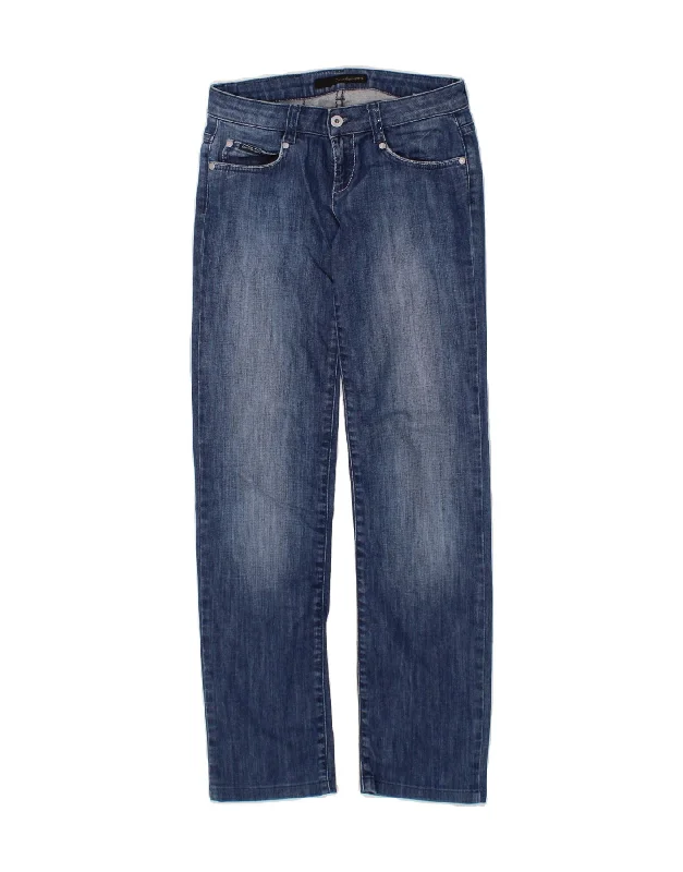 CALVIN KLEIN Womens Straight Jeans W26 L30 Blue Cotton Elegant Dark-Wash Bootcut Jeans