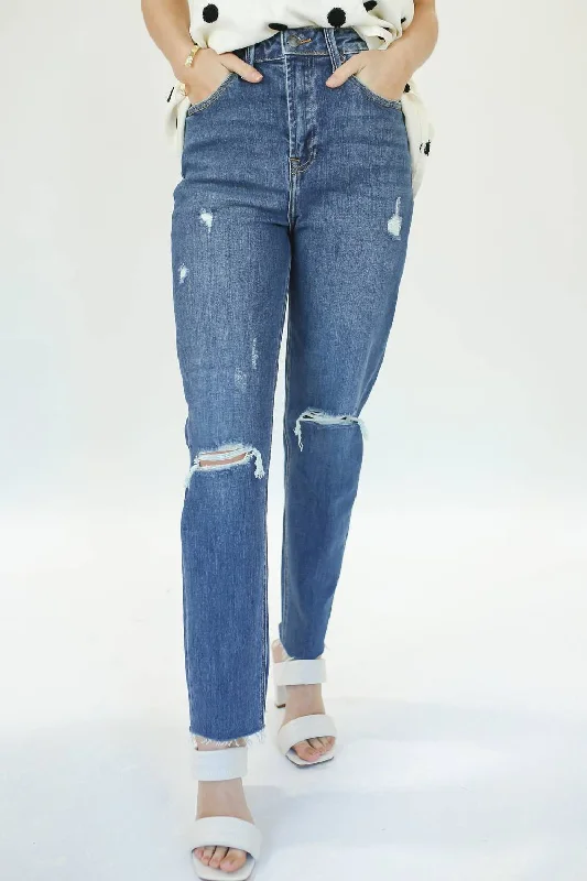 Deana High Waisted Jeans In Medium Wash Denim Fashionable Mom Jeans