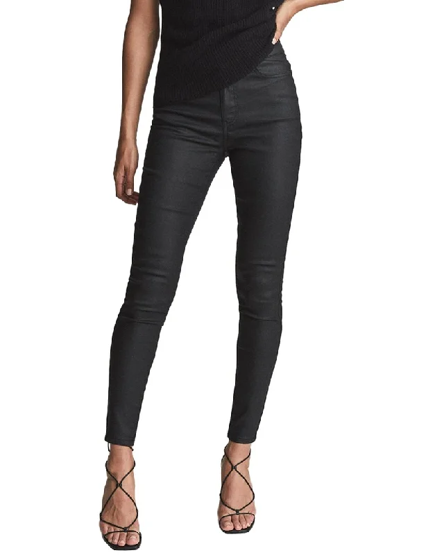 Reiss Lux Coated Mid Rise Skinny Jeans Comfortable Jogger Style Jeans