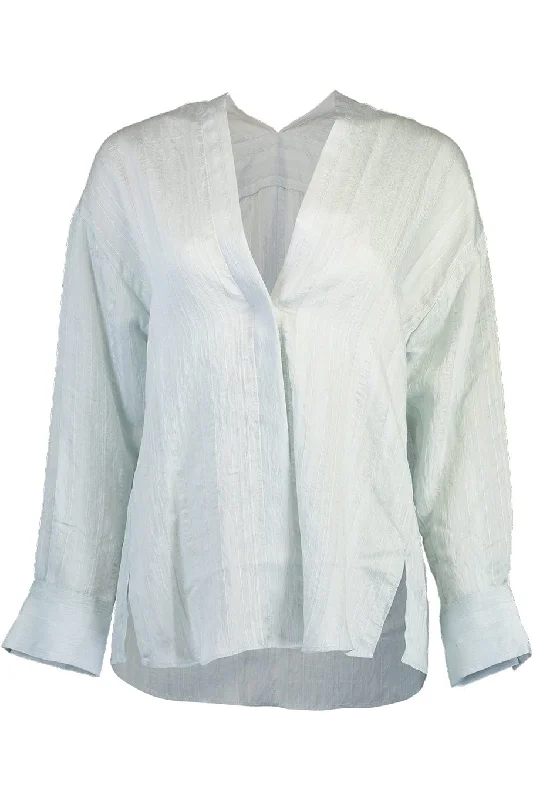 Drapey Stripe V Neck Blouse Vintage Lace Blouse