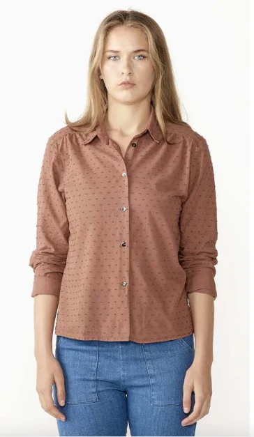 Candy Blouse - Brick Elegant Peplum Blouse