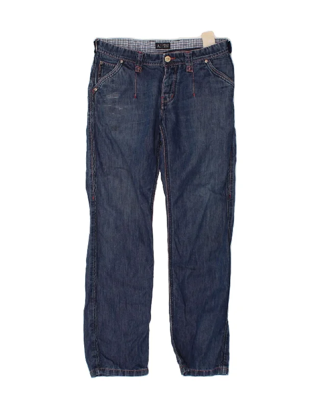 ARMANI Womens Straight Jeans W34 L31 Blue Cotton Stylish Cargo Style Jeans