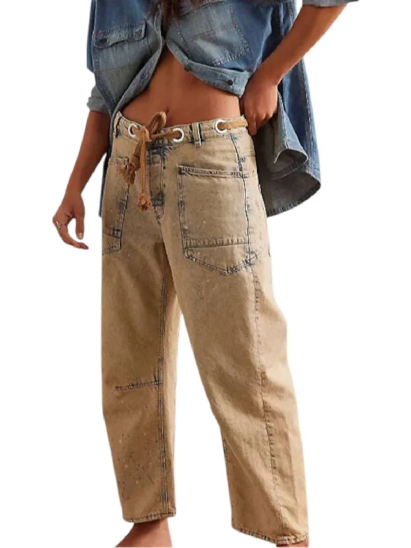 Moxie Pull On Barrel Jeans In Cowboy Stylish Plus Size Denim Jeans