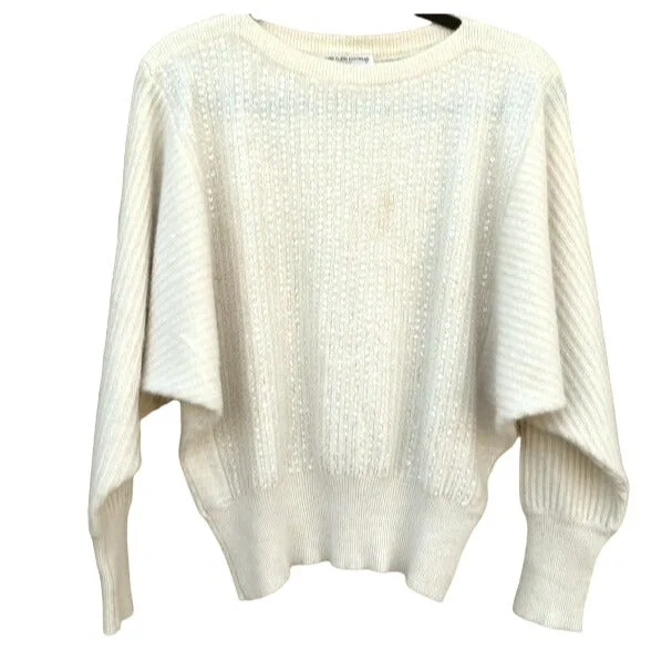 Anne Klein Knitwear By Sadimara Sequin Lambswool Angora Batwing Sweater Womens L Wool Fabric Cashmere Fabric Tweed Fabric