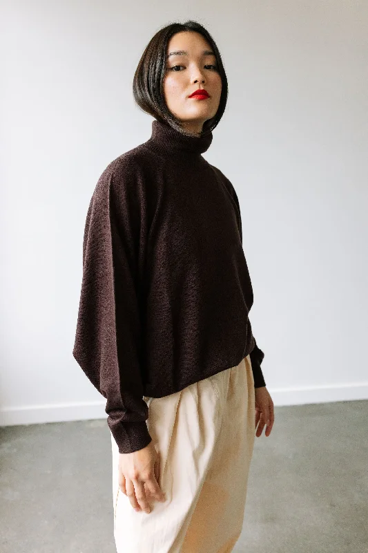 Merino Wool Sweater (Ebano) Collared Crew Neck Turtle Neck
