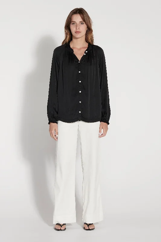 Black Victorian Ruffle Blouse Relaxed Fit Blouse