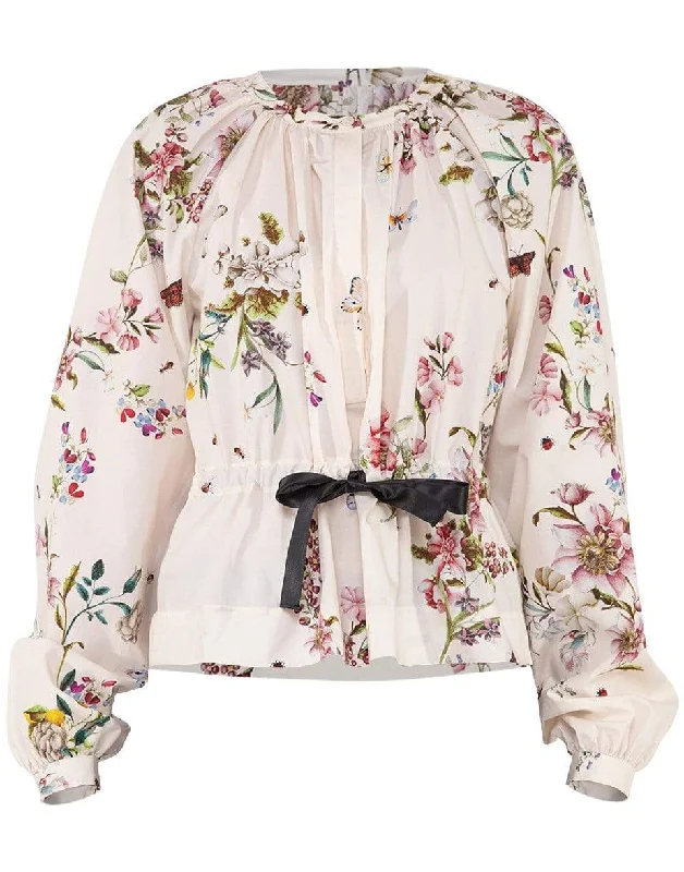 Popeline Flower Print Blouse Everyday Stylish Blouse