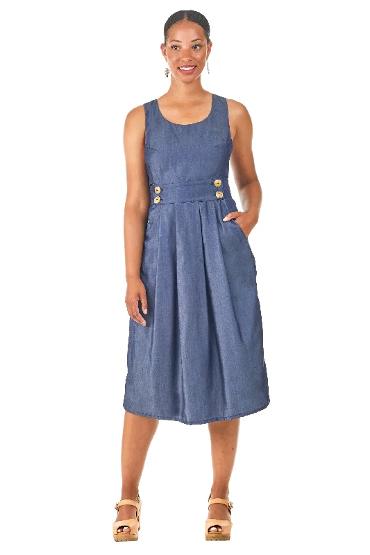 Brigid Jumper in Indigo Tencel Toggled Drawstring Belted