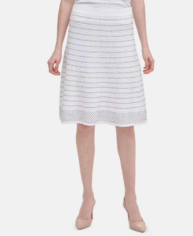 Calvin Klein Striped Stitched Sweater Skirt Fitted Slim Tailored
