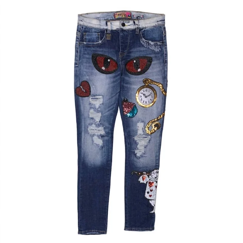 Women's Chester Cat Jeans In Indigo Comfortable Boyfriend Jeans