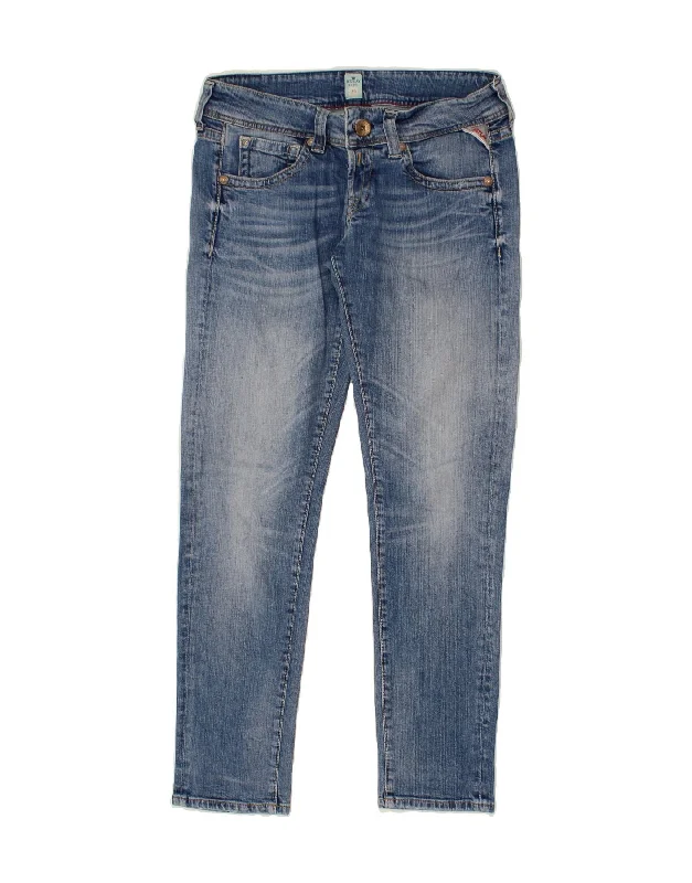 REPLAY Womens Slim Jeans W29 L30 Blue Cotton Comfortable Faded High-Rise Jeans