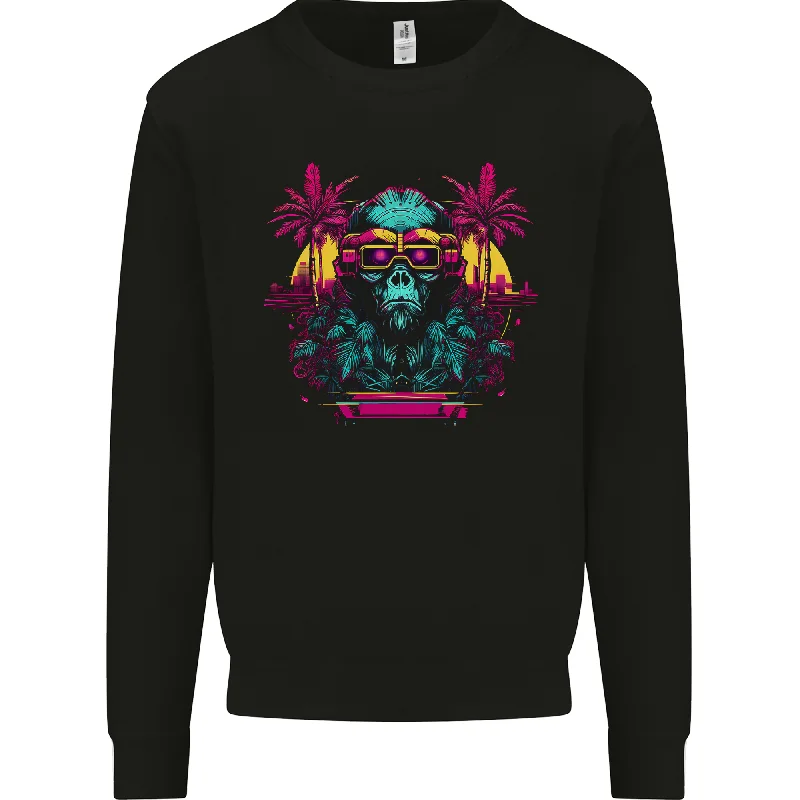 A Cyberpunk Monkey Mens Sweatshirt Jumper Hoodie with Drawcord Adjustable Secure