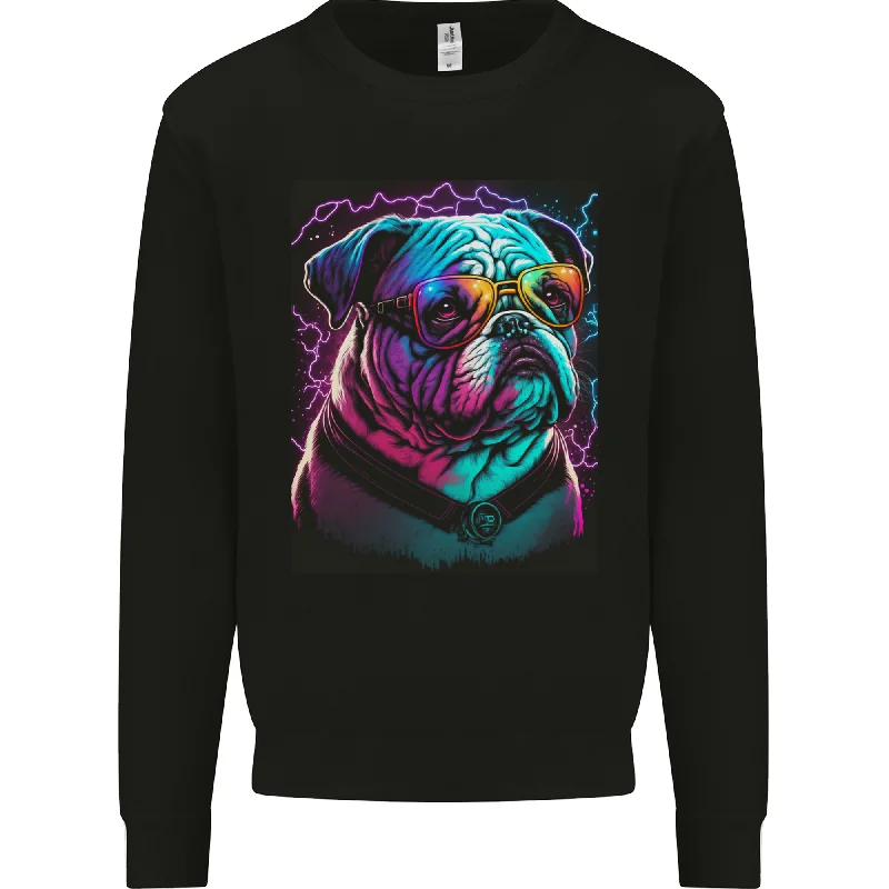 A Cool Bulldog With Glasses Dog Mens Sweatshirt Jumper Hoodie with High-Low Hem Asymmetrical Trendy