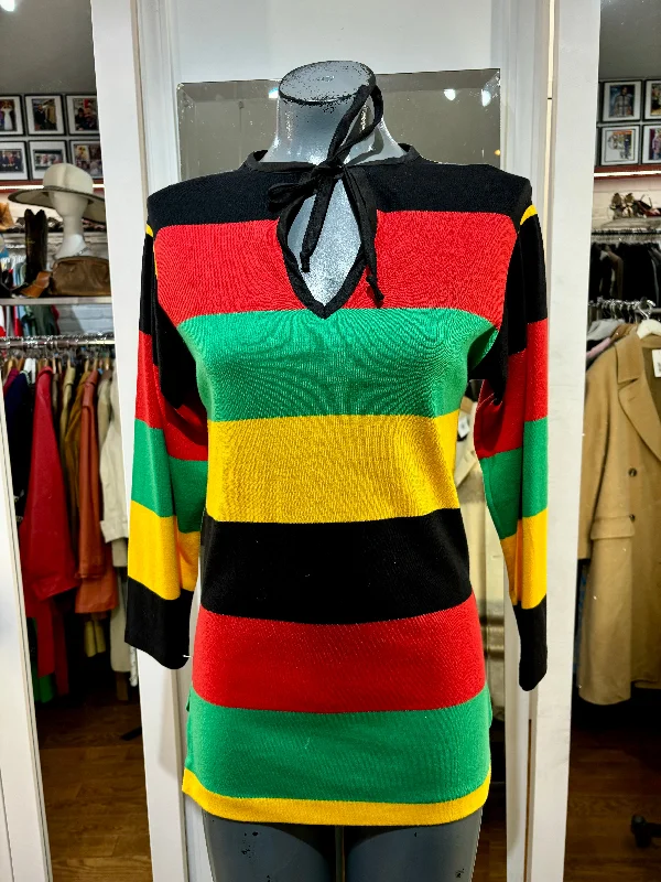 70s Multicolor Stripe Sweater Oversized Loose Flowy