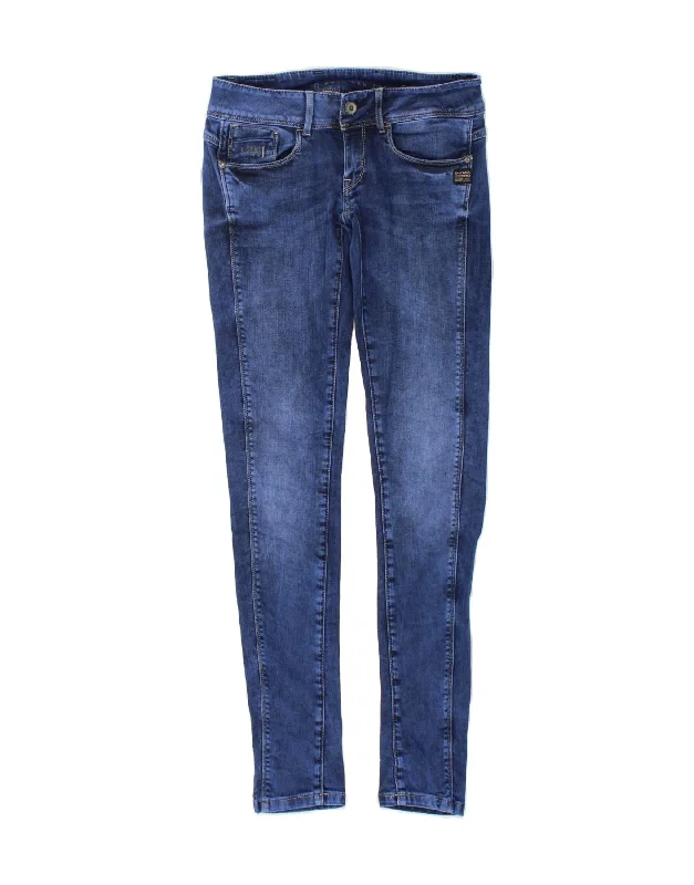 G-STAR Womens Skinny Jeans W28 L34 Blue Cotton Fashionable Straight Fit Denim