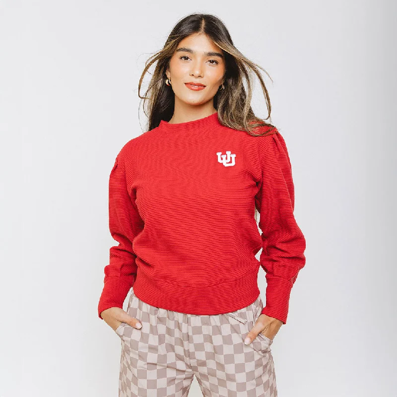 Utah Atlas Ribbed Sweater, Crimson Nylon Fabric Polyester Fabric Spandex Fabric