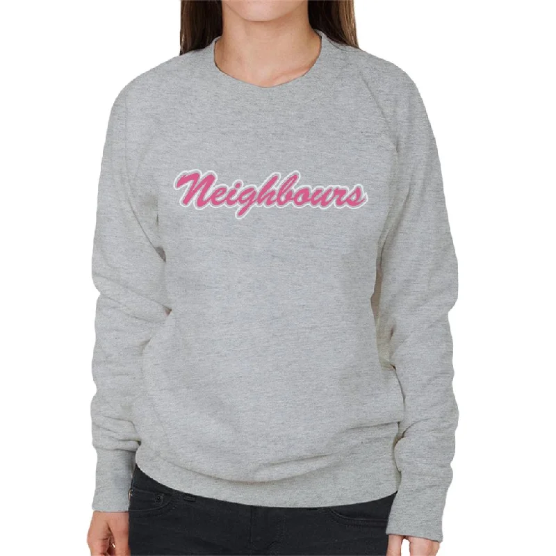 Neighbours Pink Retro Logo Women's Sweatshirt Hoodie with Monochrome Minimalist Simple