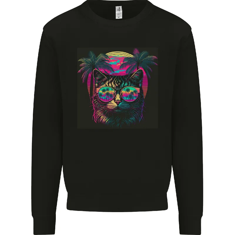 A Cool Retro Cat Mens Sweatshirt Jumper Hoodie with Set-In Sleeves Structured Classic A Cool Retro Cat Mens Sweatshirt Jumper Hoodie with Set-In Sleeves Structured Classic