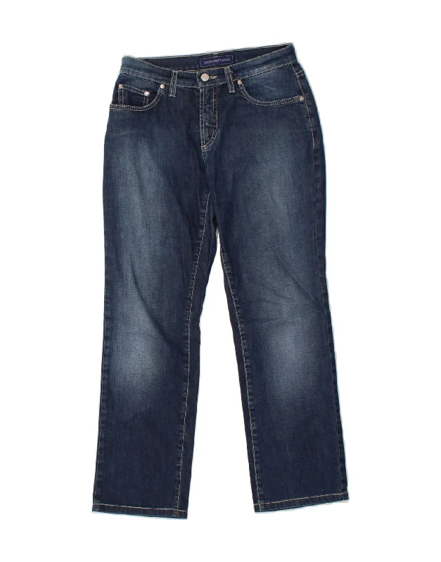 TRUSSARDI Womens Straight Jeans W27 L27 Navy Blue Cotton Trendy Wide-Leg High-Waist Denim TRUSSARDI Womens Straight Jeans W27 L27 Navy Blue Cotton Trendy Wide-Leg High-Waist Denim