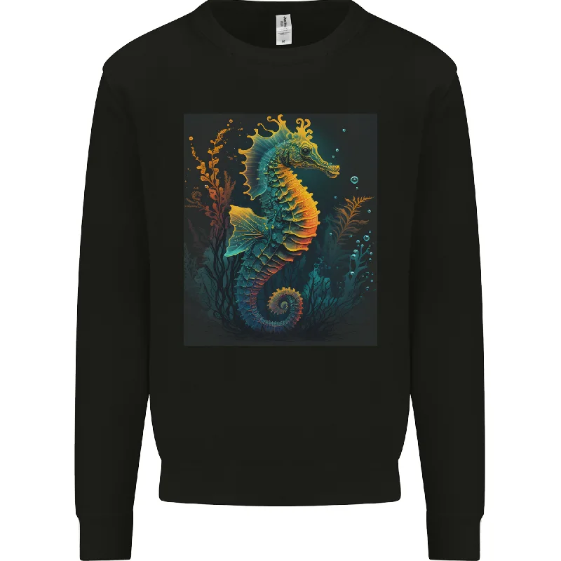 A Colourful Seahorse Mens Sweatshirt Jumper Hooded Sweatshirt Casual Wear Street Style A Colourful Seahorse Mens Sweatshirt Jumper Hooded Sweatshirt Casual Wear Street Style