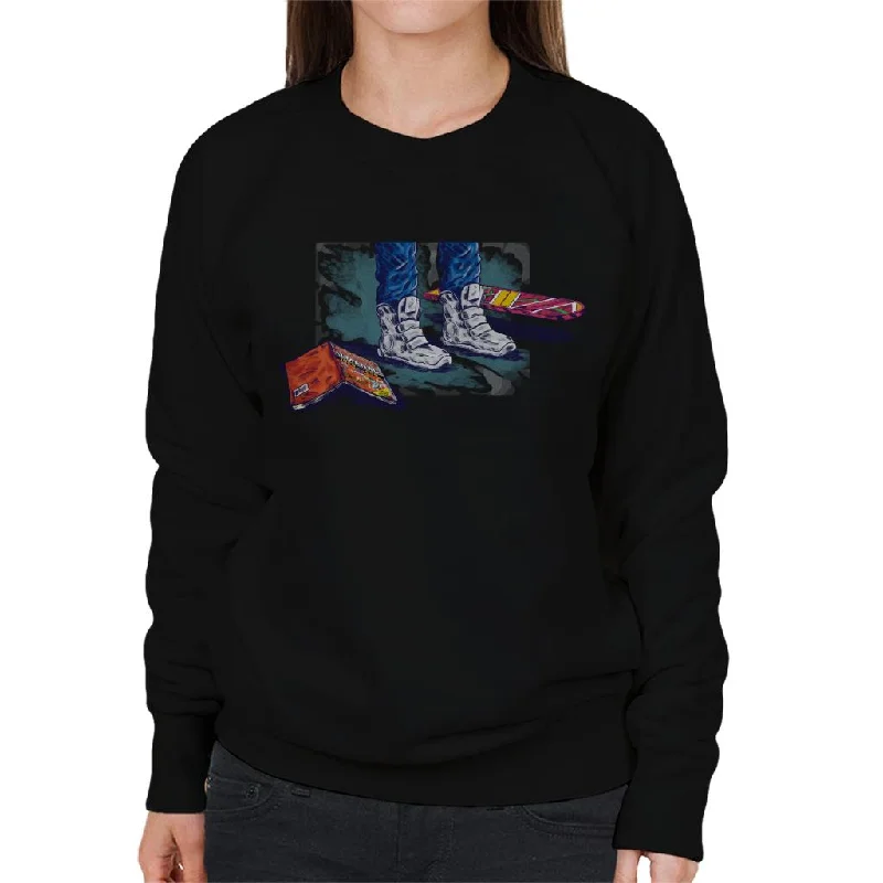 Back to the Future Marty Shoes Board And Comic Women's Sweatshirt Hoodie with Ribbed Hem Stretchable Secure Back to the Future Marty Shoes Board And Comic Women's Sweatshirt Hoodie with Ribbed Hem Stretchable Secure