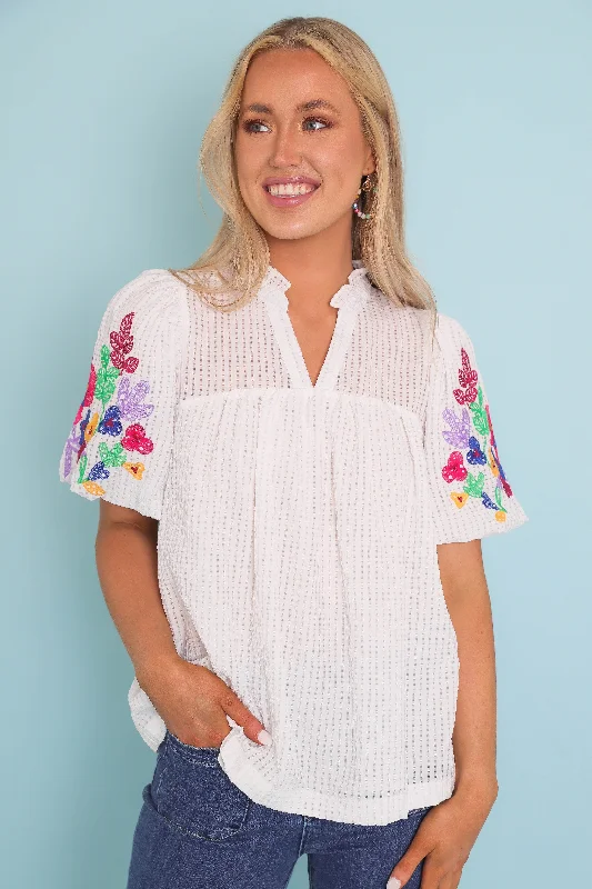 RESTOCK: Blossoming Into More Blouse-White Pastel Color Blouse