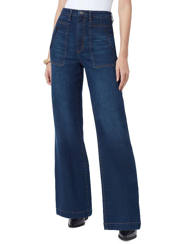 Codie Womens Dark Wash High Rise Wide Leg Jeans Trendy Cut-Off Denim Shorts