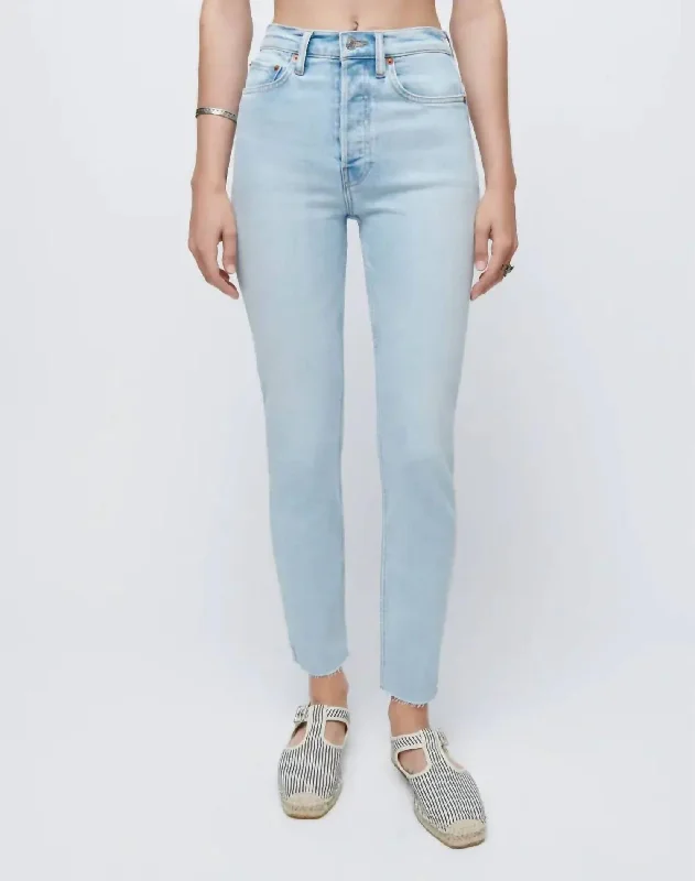 Women's Comfort Stretch High Rise Ankle Crop Jean In Calm Waters Comfortable Jogger Style Jeans Women's Comfort Stretch High Rise Ankle Crop Jean In Calm Waters Comfortable Jogger Style Jeans