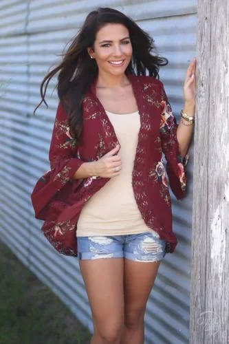 Women Vintage Floral Printed Shawl Sweater Cardigan Boho Polyester Coat Tops Jacket Boat Neck Shawl Collar Notched Collar