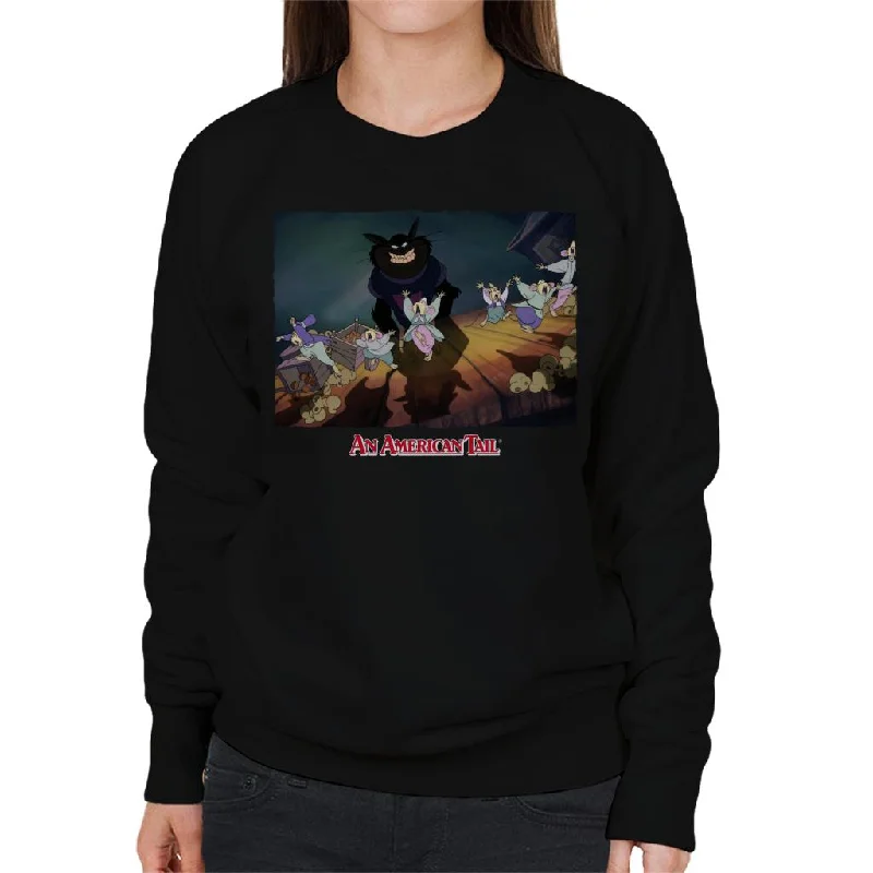 An American Tail Cossack Cats Looming Women's Sweatshirt Hoodie with Longline Fit Extended Stylish An American Tail Cossack Cats Looming Women's Sweatshirt Hoodie with Longline Fit Extended Stylish