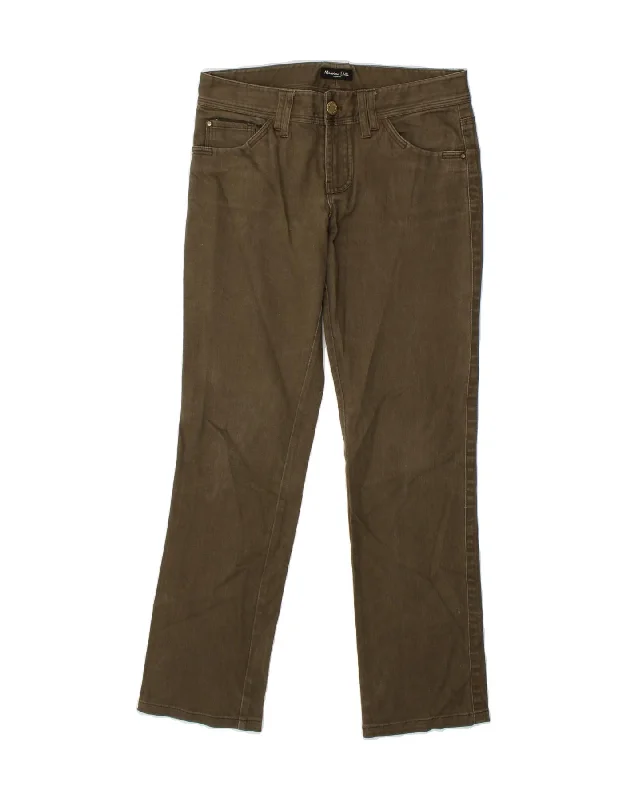 MASSIMO DUTTI Womens Straight Jeans EU 40 Medium W30 L30 Khaki Cotton Chic Double Waistband Jeans