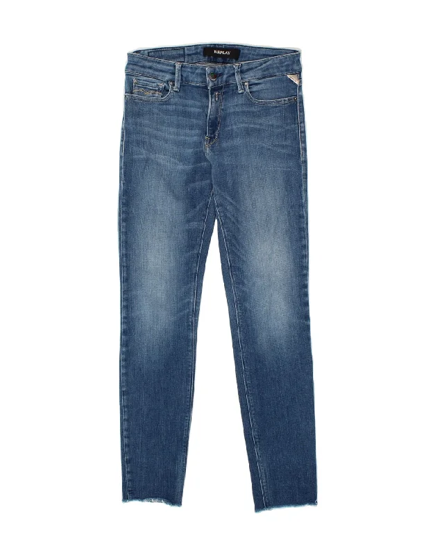 REPLAY Womens Slim Jeans W28 L28  Blue Chic Rolled Cuff Denim Jeans