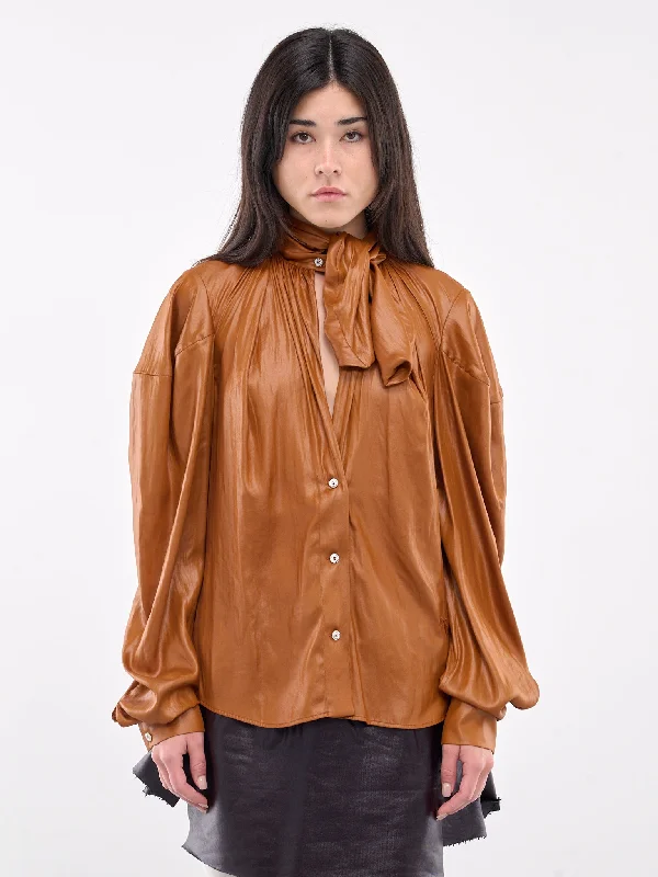 Now Blouse (1502004K-W00YV-COGNAC) Elegant Embroidery Blouse