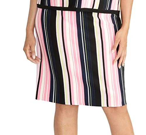 Plus Size Olivia Striped Sweater Skirt Zippered Front Buttoned Front Snap Front