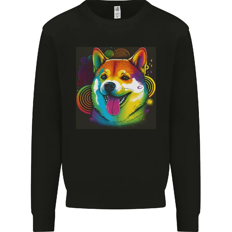 A Colourful Shiba Inu Dog Mens Sweatshirt Jumper Hoodie Crop Top Short Trendy
