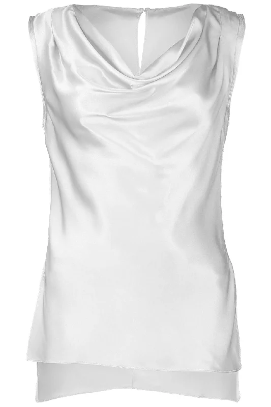 Sleeveless Cowl Neck Blouse Airy Cotton Blouse