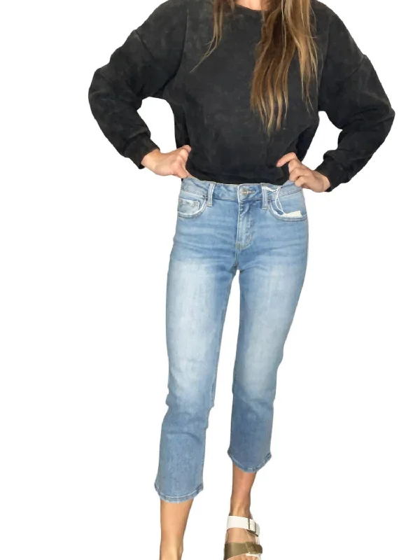 High Rise Cropped Straight Jeans In Light Wash Comfortable Ankle Jeans