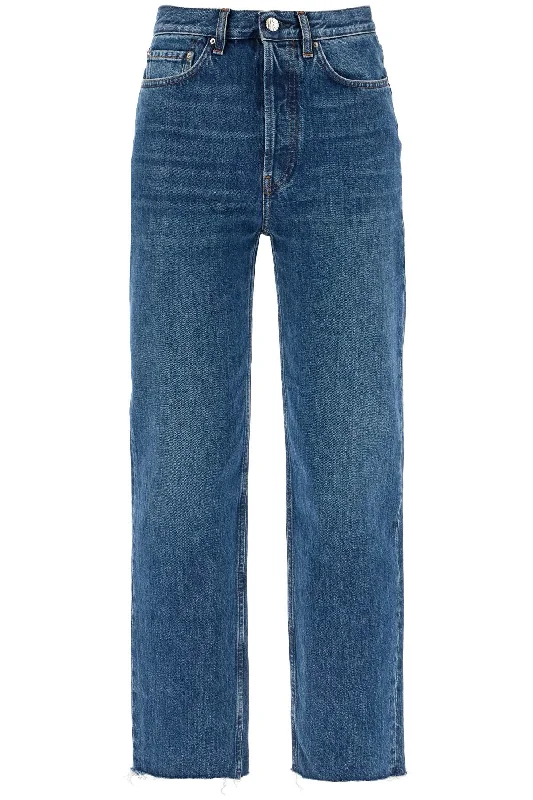 Toteme Women's Classic Cut Cropped Jeans Elegant High-Waisted Flared Jeans