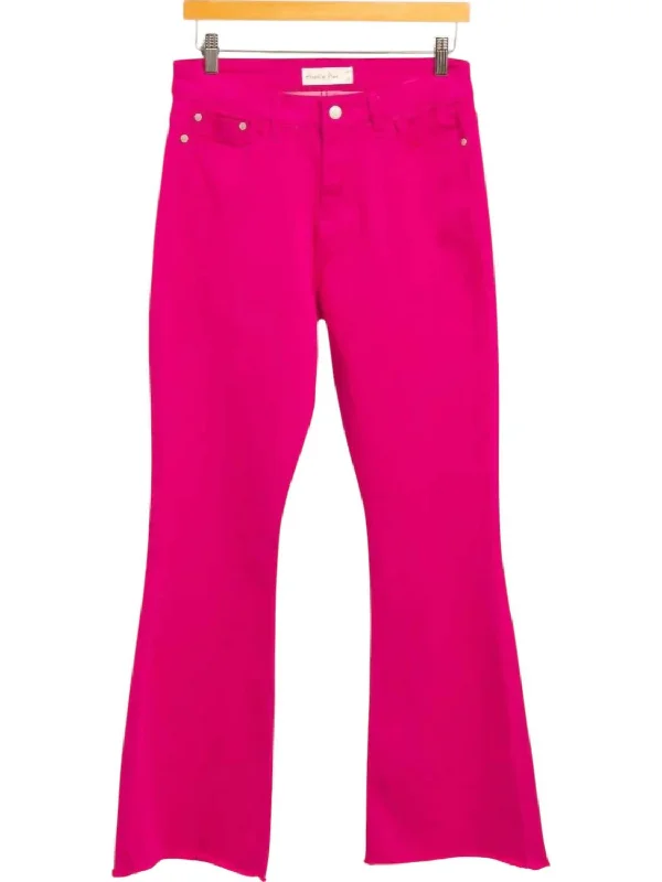 Watch Me Flare Jeans In Hot Pink Cozy Relaxed Fit Jeans