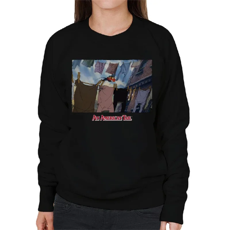 An American Tail Fievel Running On Rope Women's Sweatshirt Hoodie with Typography Text Message An American Tail Fievel Running On Rope Women's Sweatshirt Hoodie with Typography Text Message