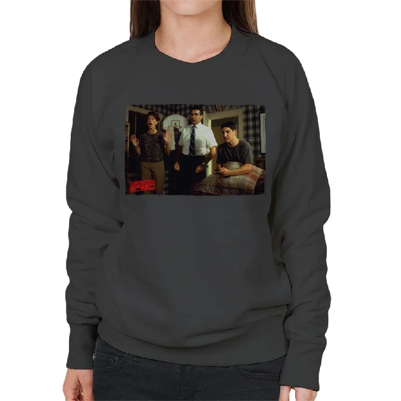 American Pie Jim Caught By Parents Women's Sweatshirt Hoodie with Side Slits Relaxed Casual American Pie Jim Caught By Parents Women's Sweatshirt Hoodie with Side Slits Relaxed Casual