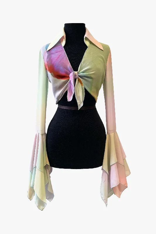 Impressionism Butterfly Blouse Wrap Front Blouse