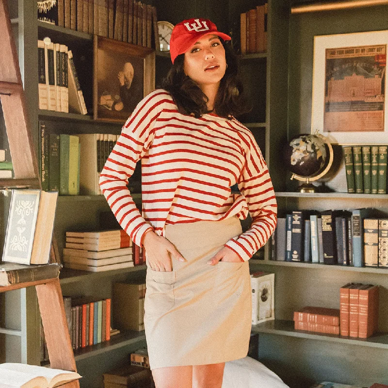 Crimson Striped Sweater Hooded Caped Shawl Collar