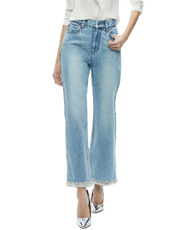 alice + olivia Ora High-Rise Embellished Jean Chic Dark-Wash Skinny Jeans