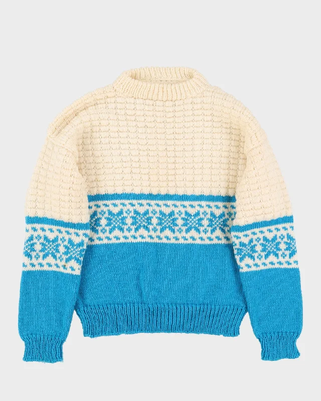 1980s Hand-Knitted Patterned Ski-Style Jumper - M Layered Multi-layer Single Layer