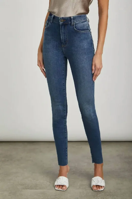 Larchmont Skinny Jeans In Baltic Blue Comfortable Mid-Rise Jeans