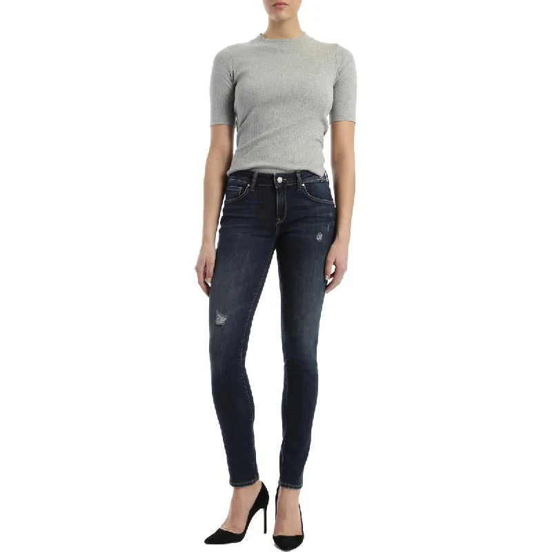 Alexa Womens Mid-Rise Distressed Skinny Jeans Trendy Flared Leg Jeans