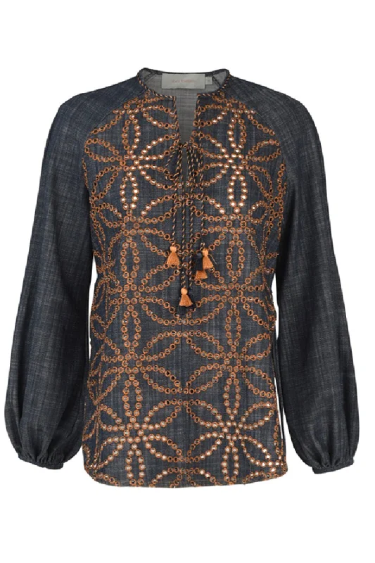 Vigolene Blouse Ruched Sleeve Blouse