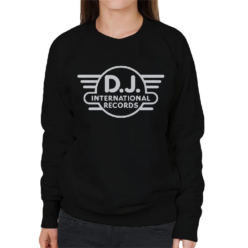 DJ International Classic Logo Women's Sweatshirt Hoodie with Applique Textured Unique DJ International Classic Logo Women's Sweatshirt Hoodie with Applique Textured Unique